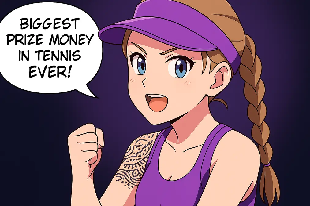 Elena Rybakina celebrating her record-breaking 2025 WTA Finals victory over Aryna Sabalenka, symbolizing the biggest prize money in tennis history.