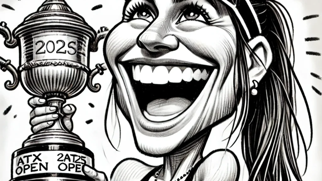 Jessica Pegula smiling broadly while holding the 2025 ATX Open trophy