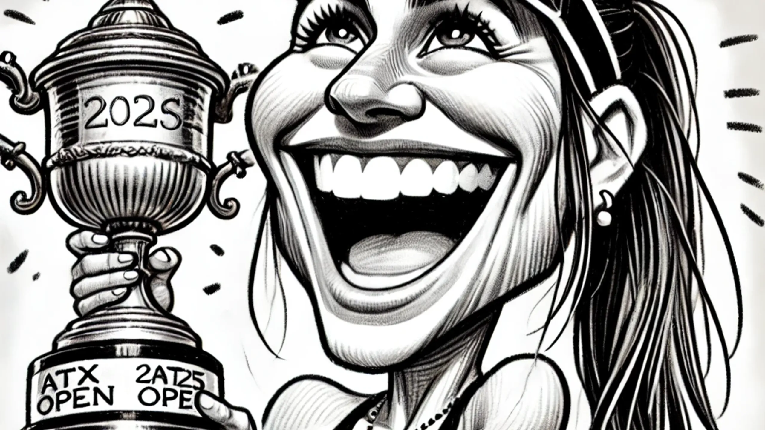 Jessica Pegula smiling broadly while holding the 2025 ATX Open trophy